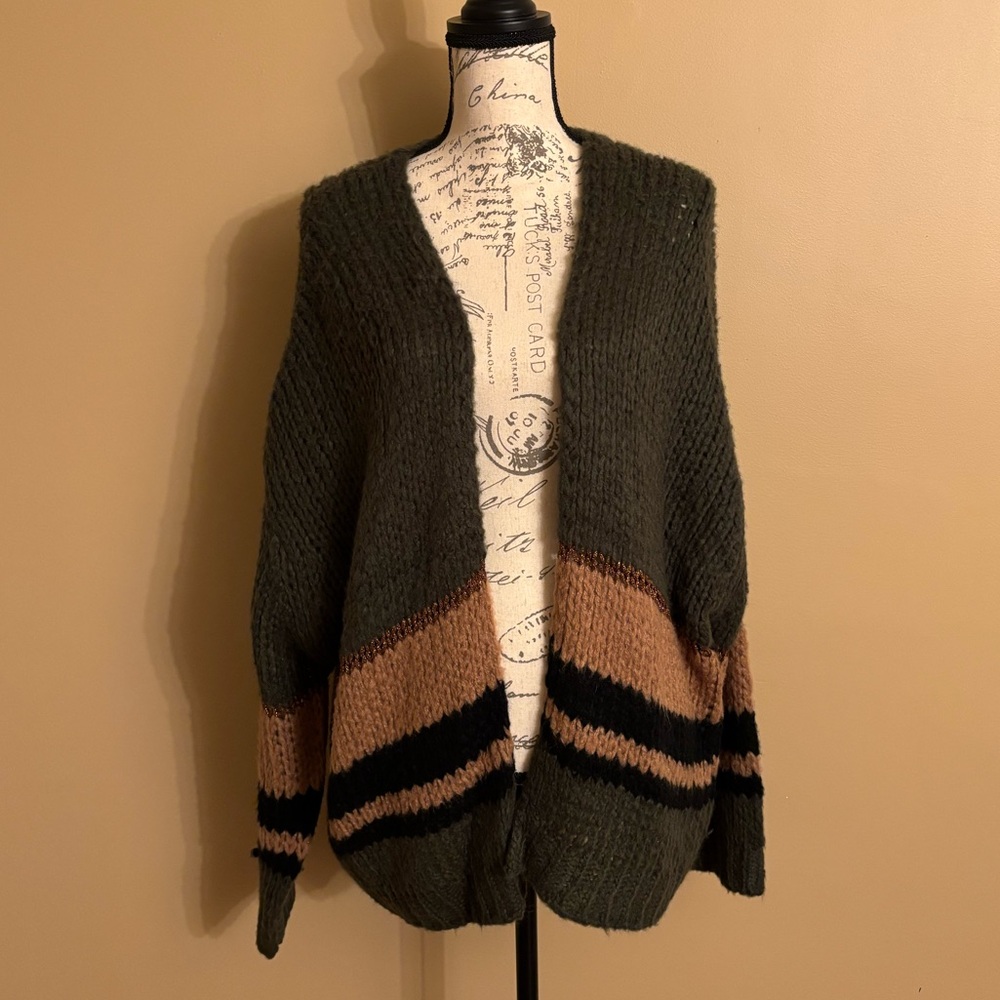 Workshop Republic Clothing Mid Length Warm Ribbed Cardigan